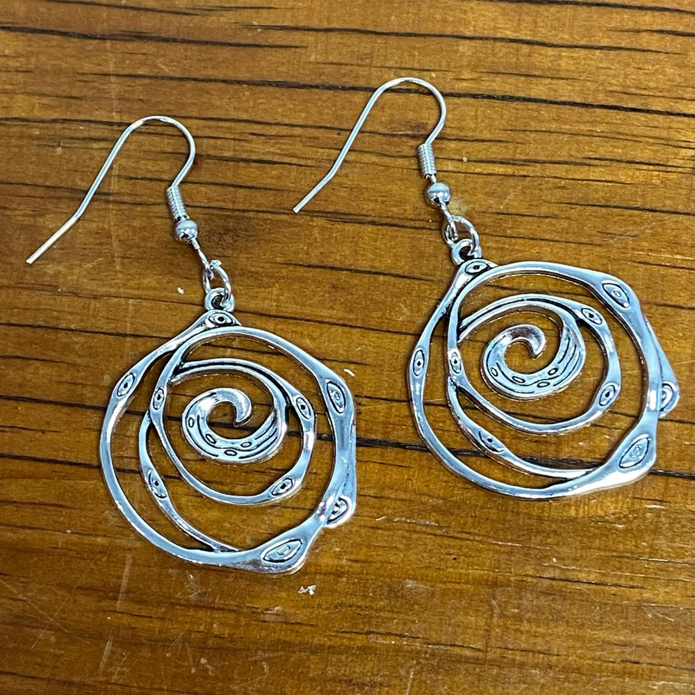 Silver Maze Loop Earrings